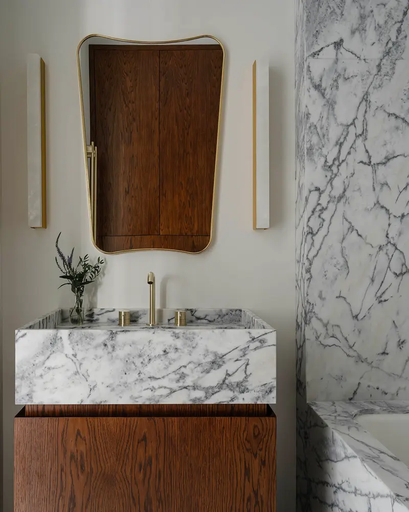deco salle de bain marbre bois