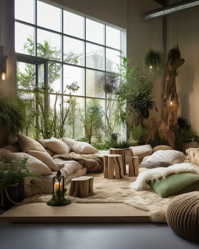 deco salon nature plantes