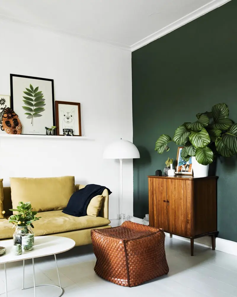 deco salon vert cuir