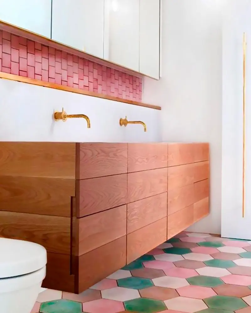 sol terre cuite multicolore deco salle de bain