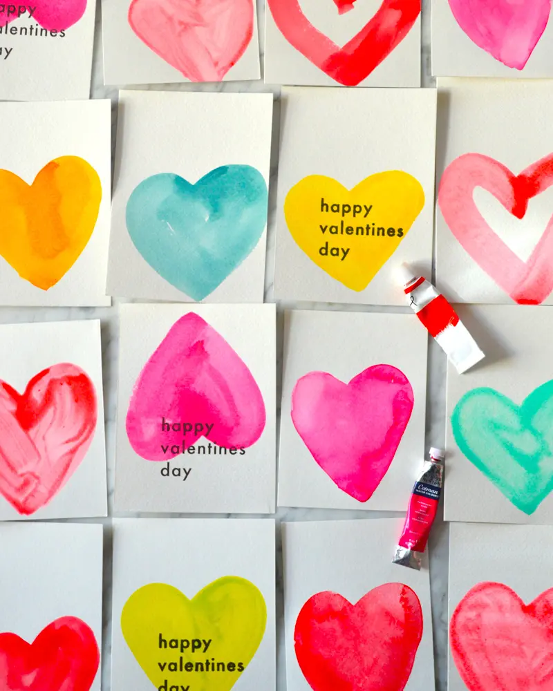 carte peinte diy enfant saint valentin