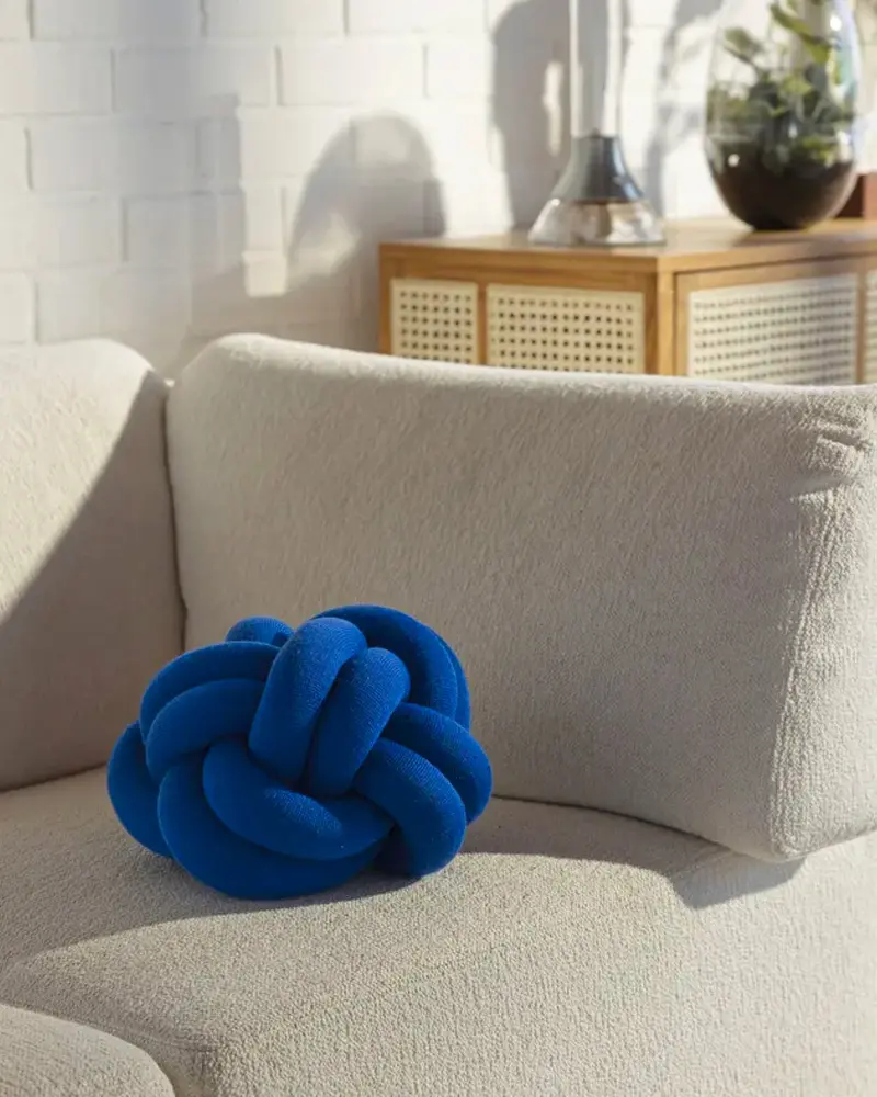 coussin noeud bleu