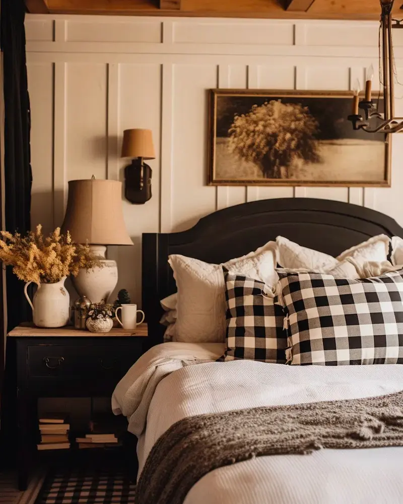 deco chambre campagne noir blanc