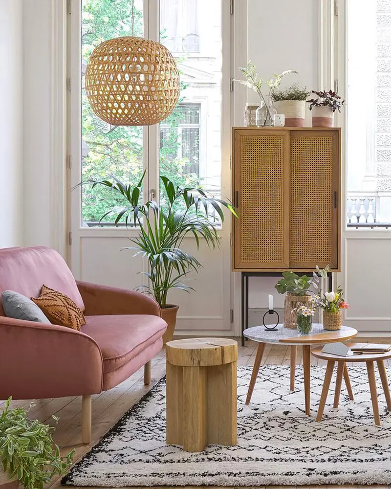 deco salon armoire cannage