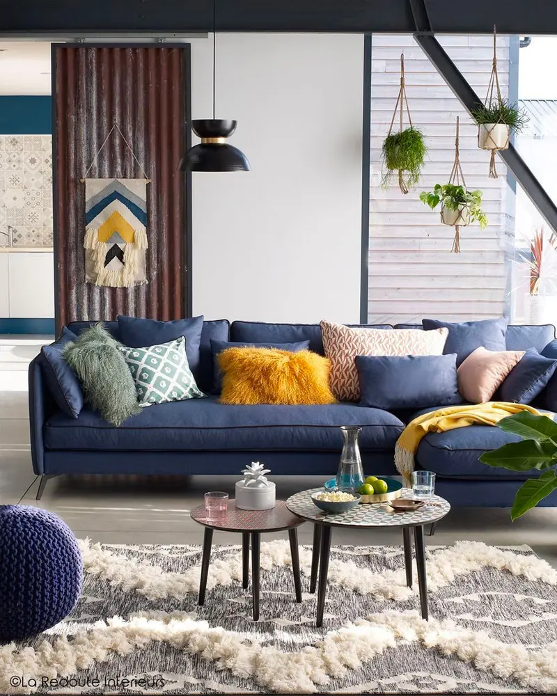 deco salon bleu canape