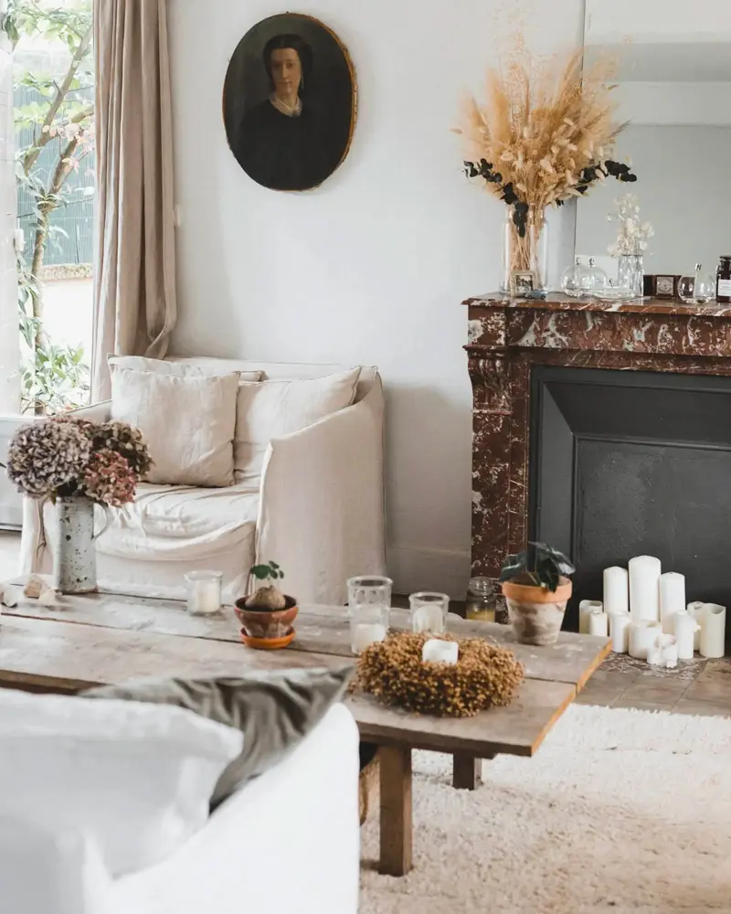 deco salon campagne beige bois