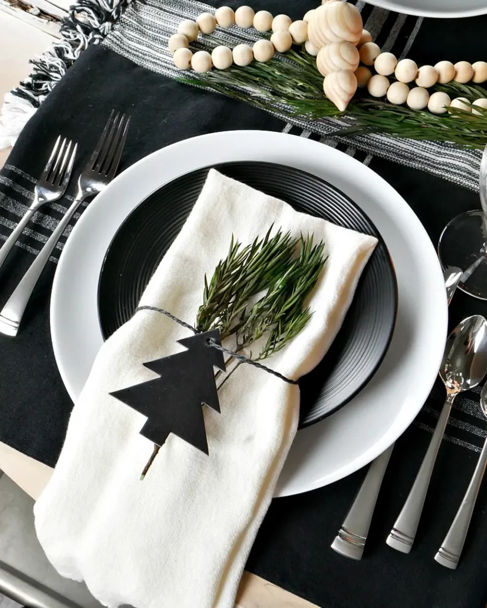 deco table noel noir blanc