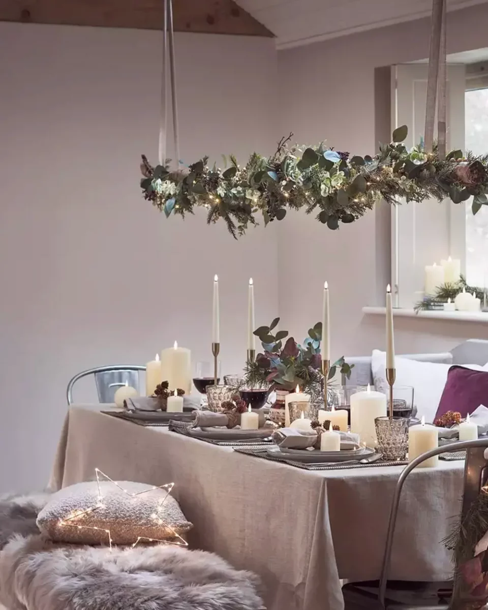 deco table noel vegetale chic gris
