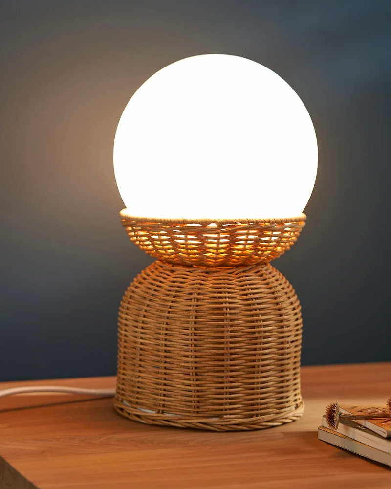 lampe ronde rotin