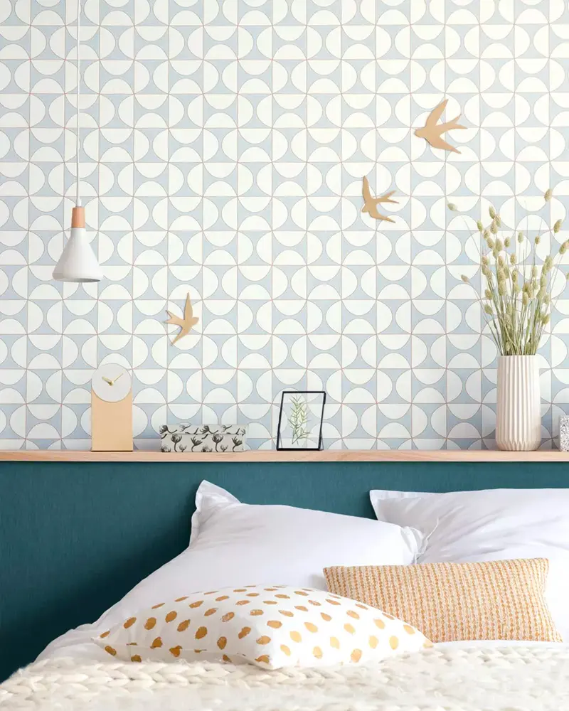papier peint géométrique deco chambre scandinave
