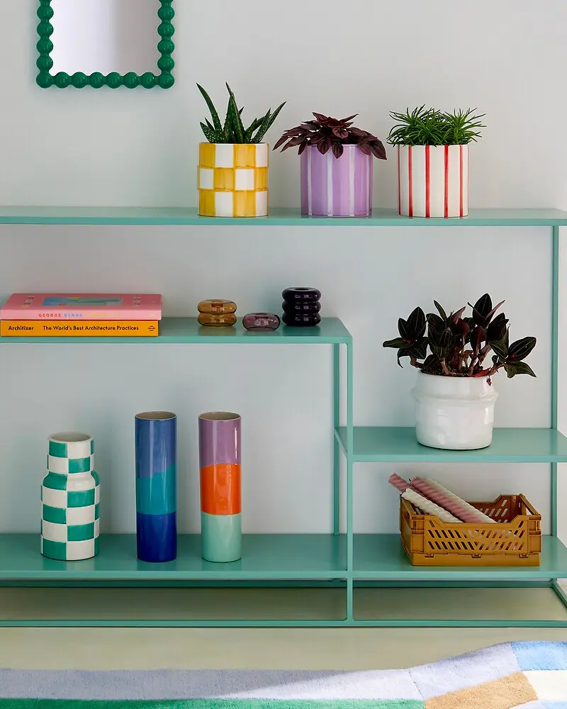 pot plantes rayures rouges