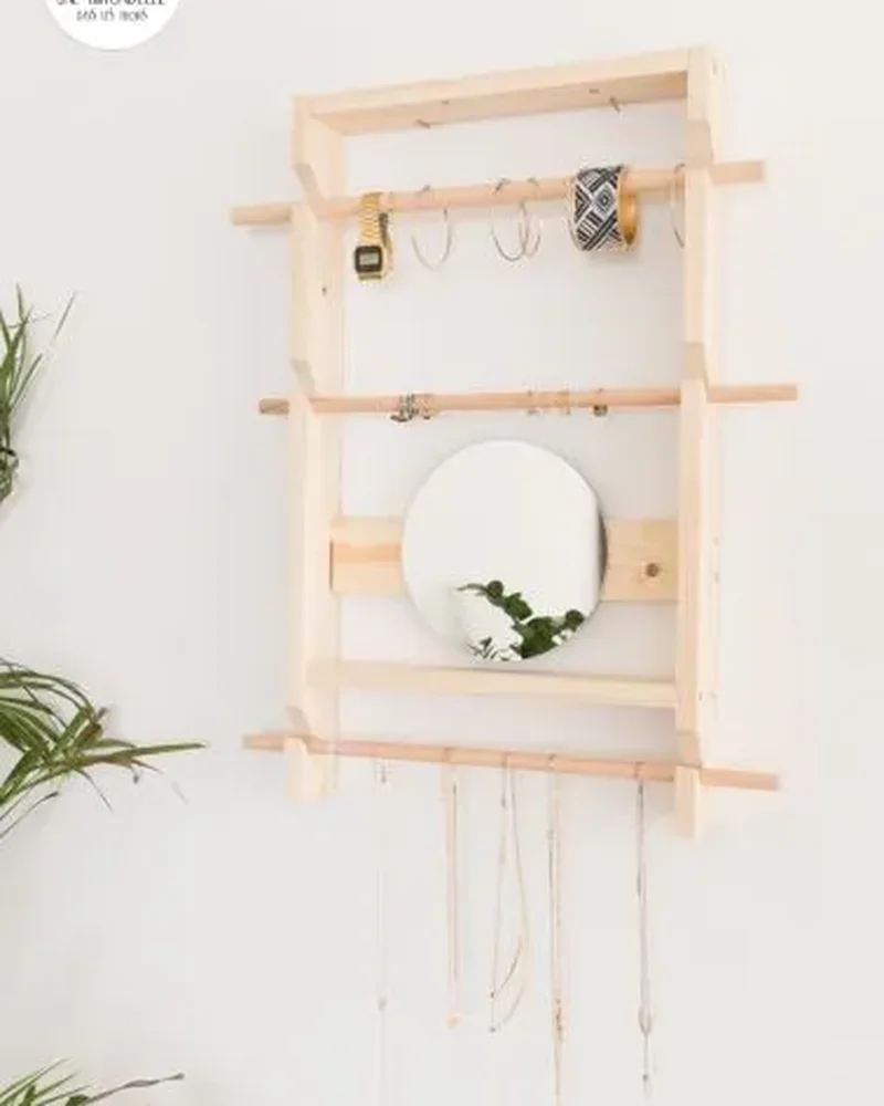 rangement mural bijoux diy bois