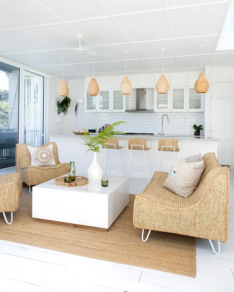 canape rotin deco salon bord de mer