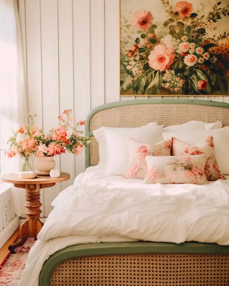 deco chambre campagne cannage