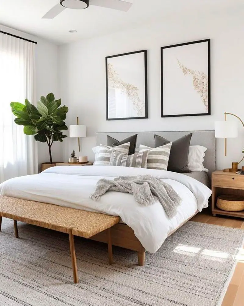 deco chambre scandinave moderne gris