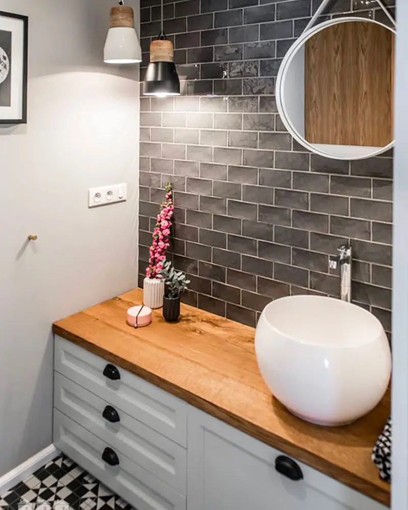 deco loft industriel chic rose salle de bain