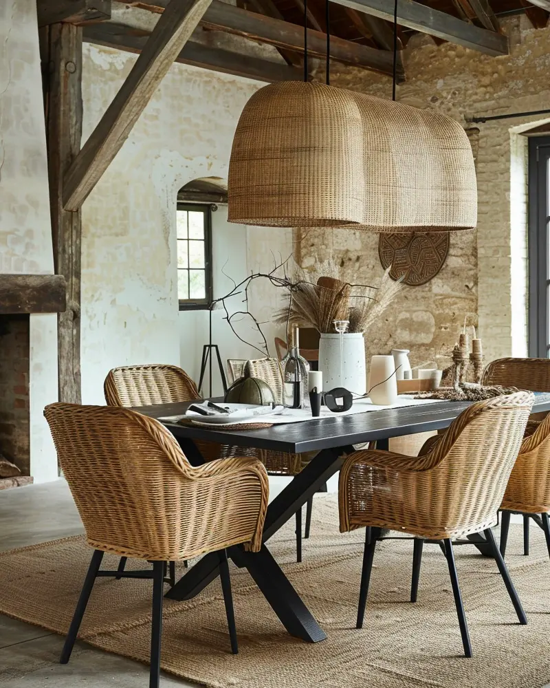 deco salle a manger rotin
