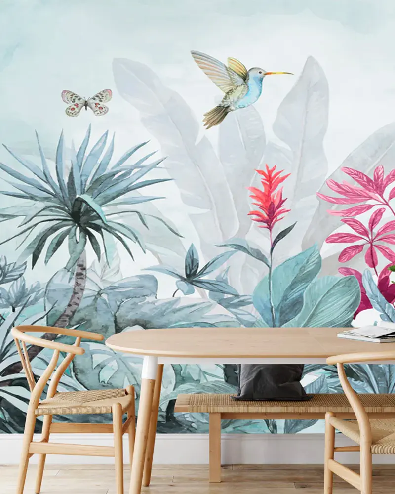 deco salle a manger tropicale coloree
