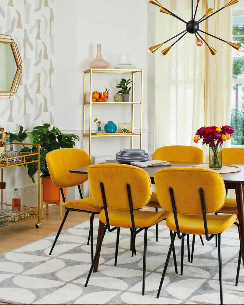 deco salle a manger vintage chaise jaune