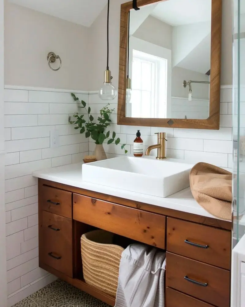 deco salle de bain campagne chic bois
