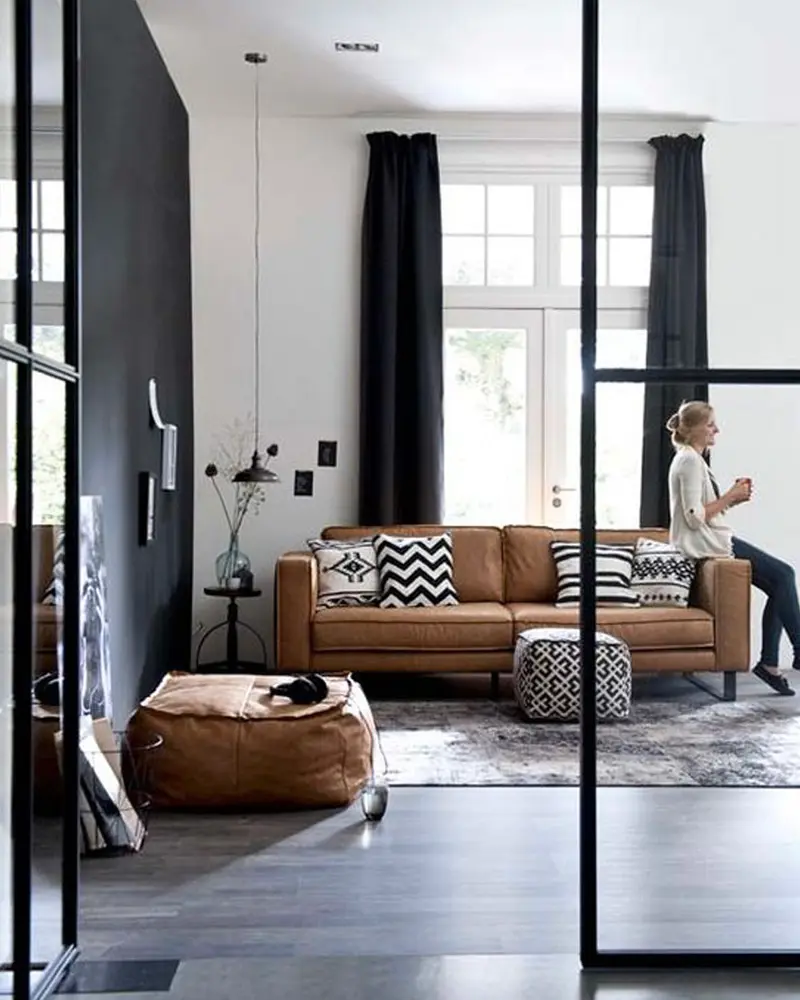 deco salon modern noir cuir