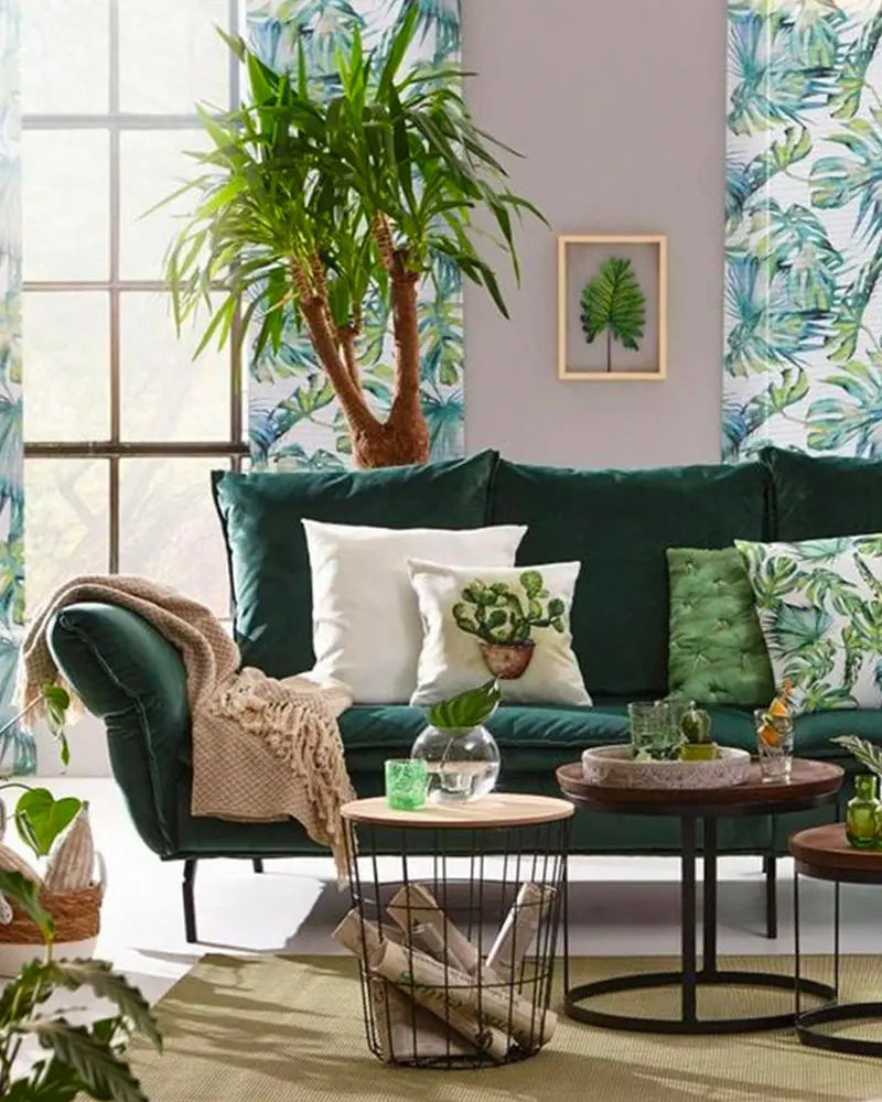 deco salon tropical vert
