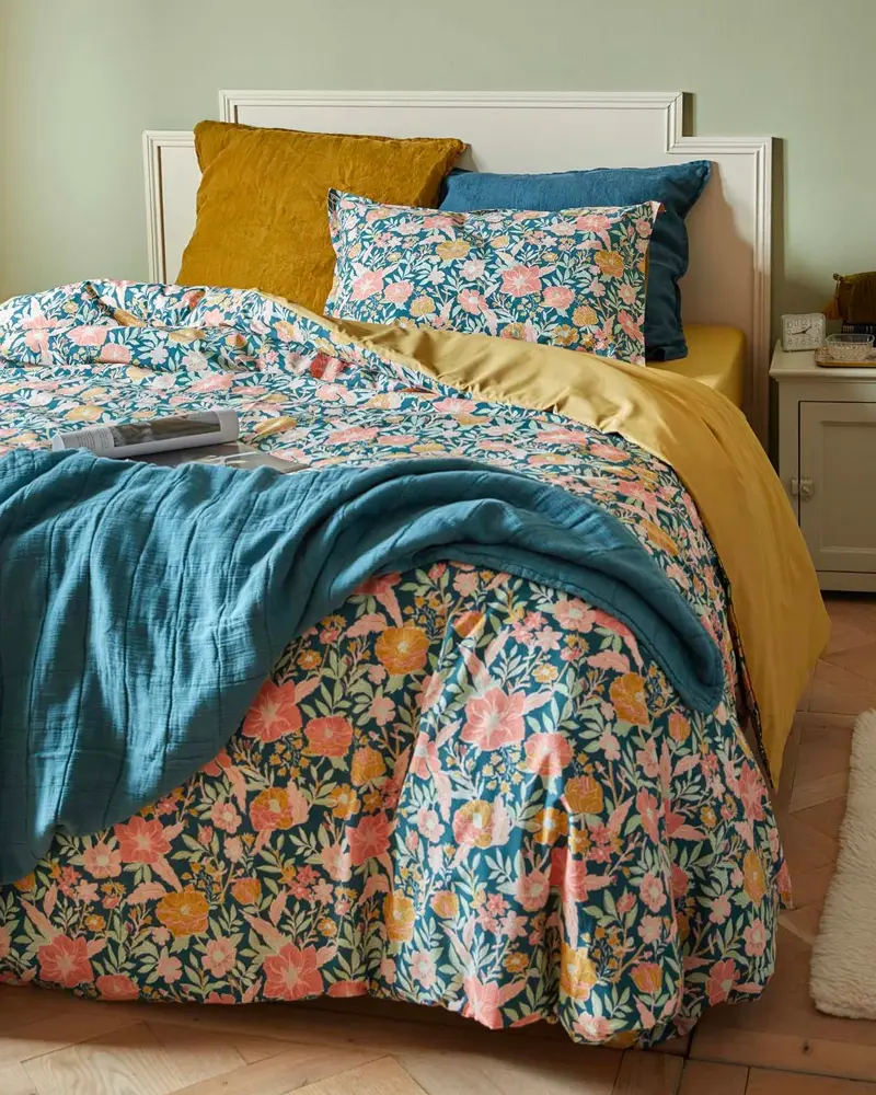 housse de couette fleurs vintage