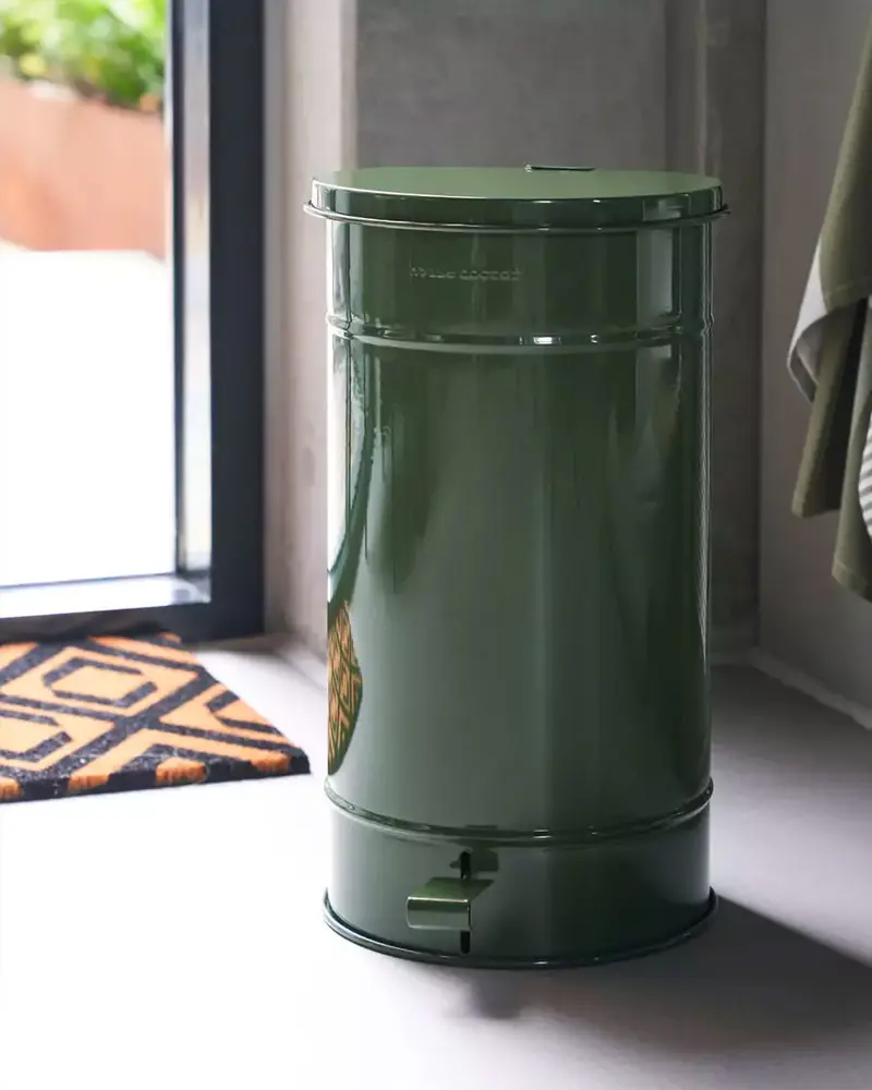 poubelle metal vert kaki