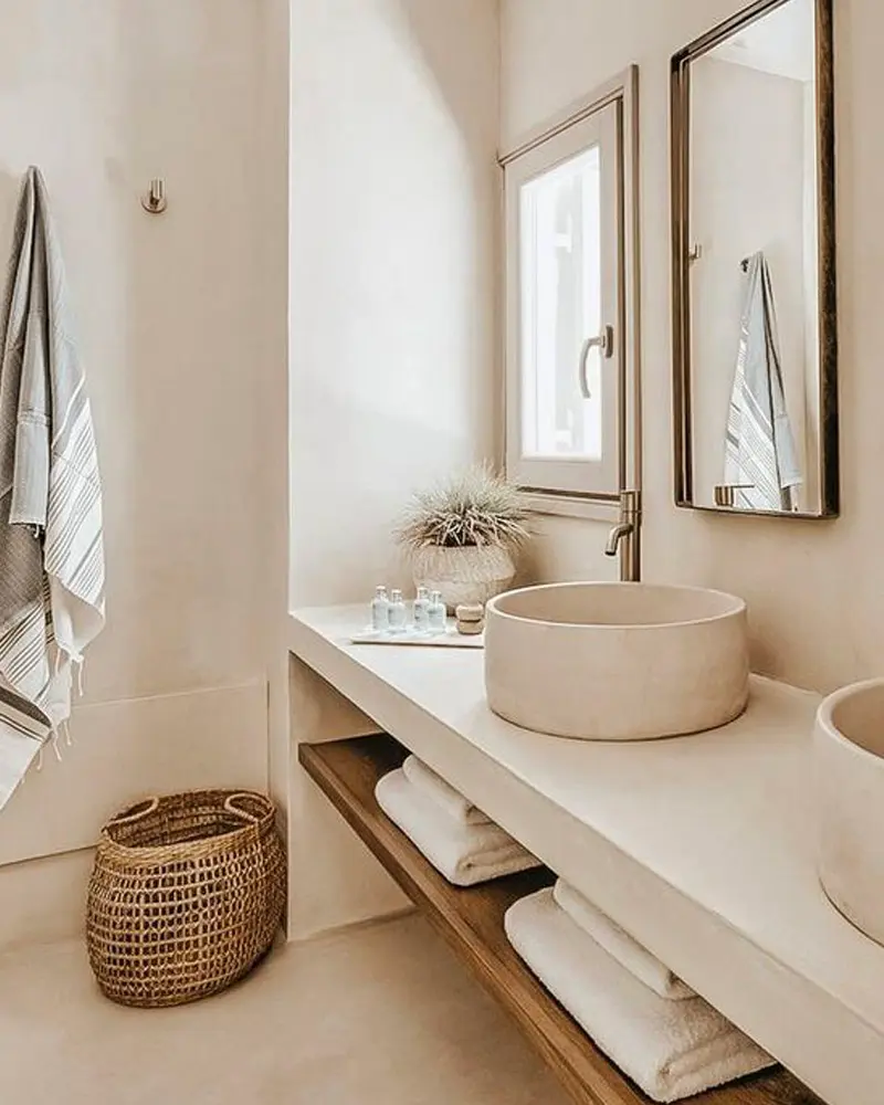 deco salle de bain minimaliste nature beige