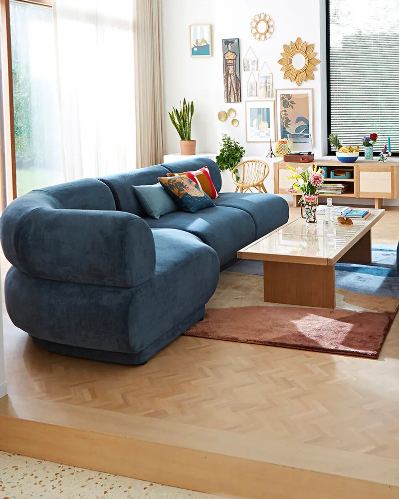 canape modulable bleu canard