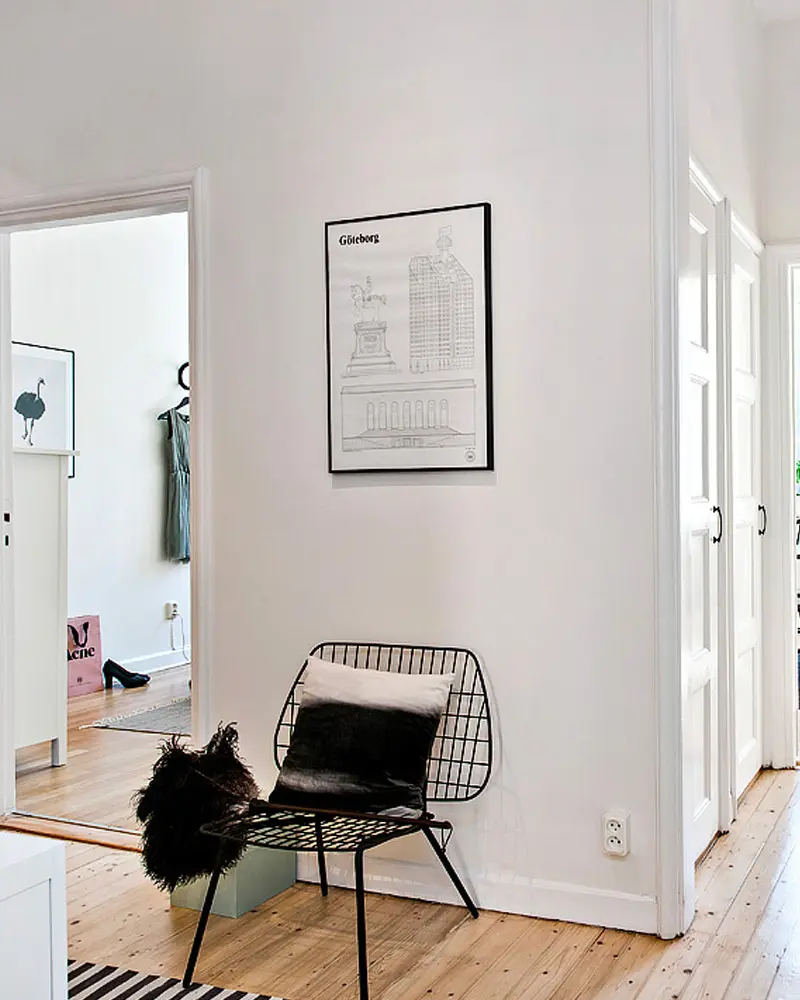 deco appartement scandinave vintage noir blanc entree
