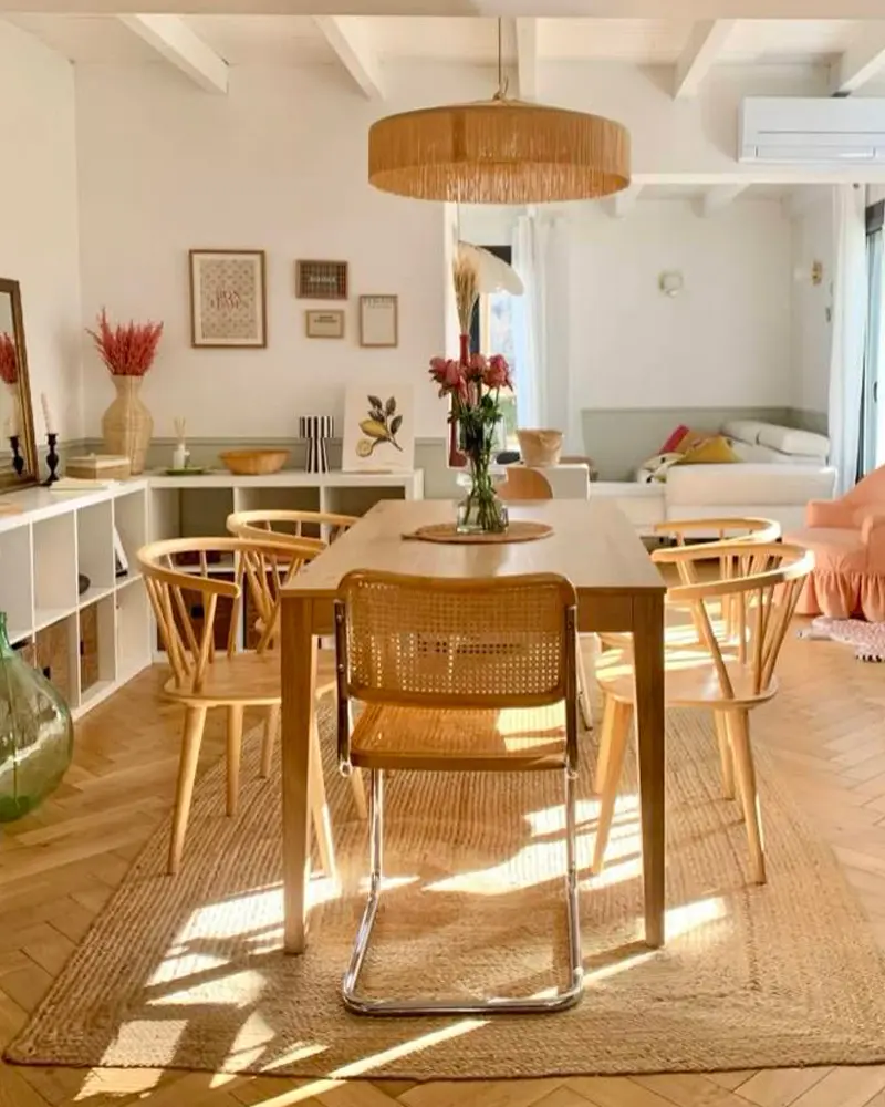 deco salle a manger boheme chaise cannage