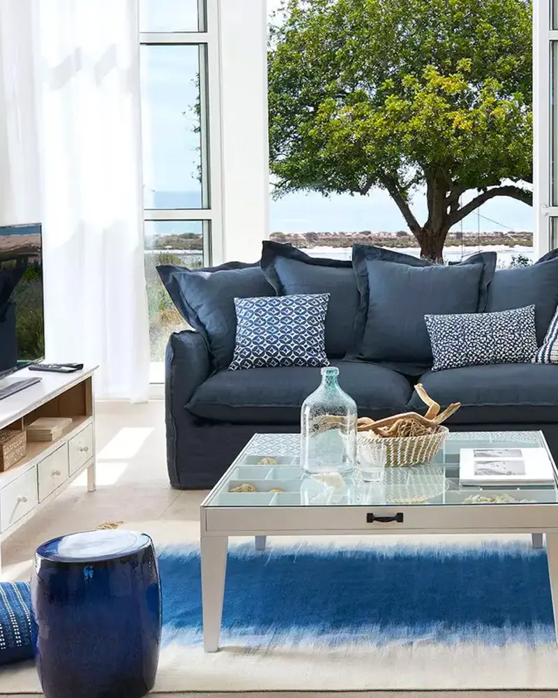 deco salon bleu lin