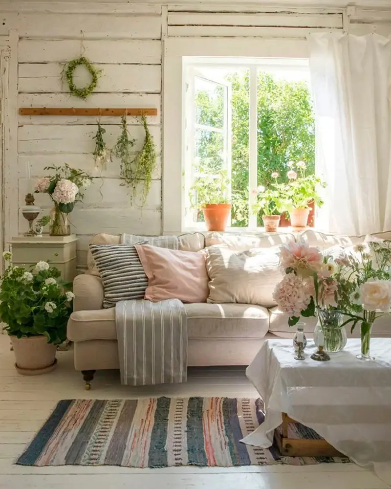 deco salon campagne vegetal