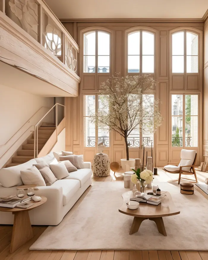 deco salon nature bois beige