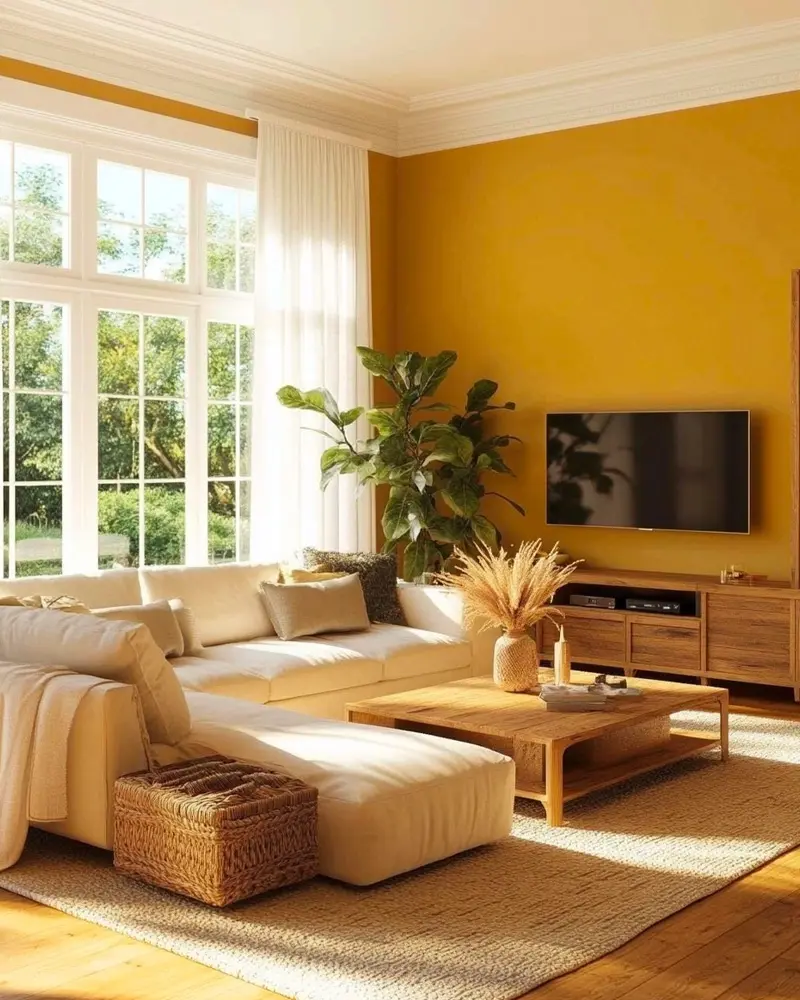 deco salon nature jaune moutarde