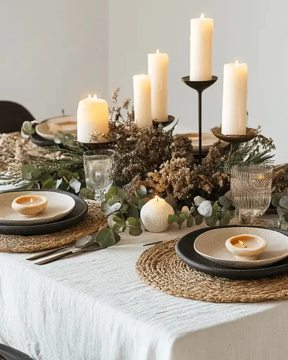 deco table noel vegetale boheme