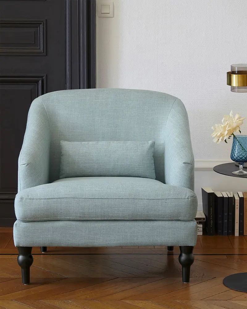 fauteuil campagne bleu pastel