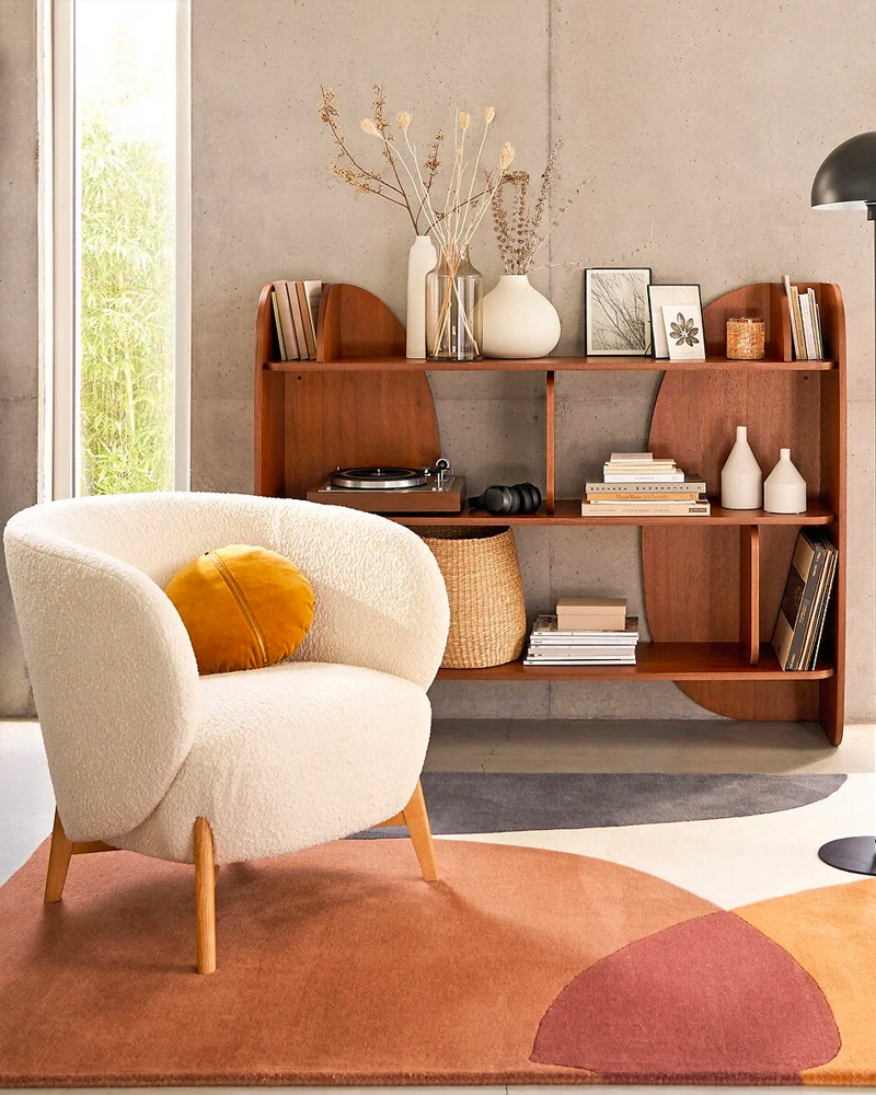 fauteuil cocooning bouclette bois