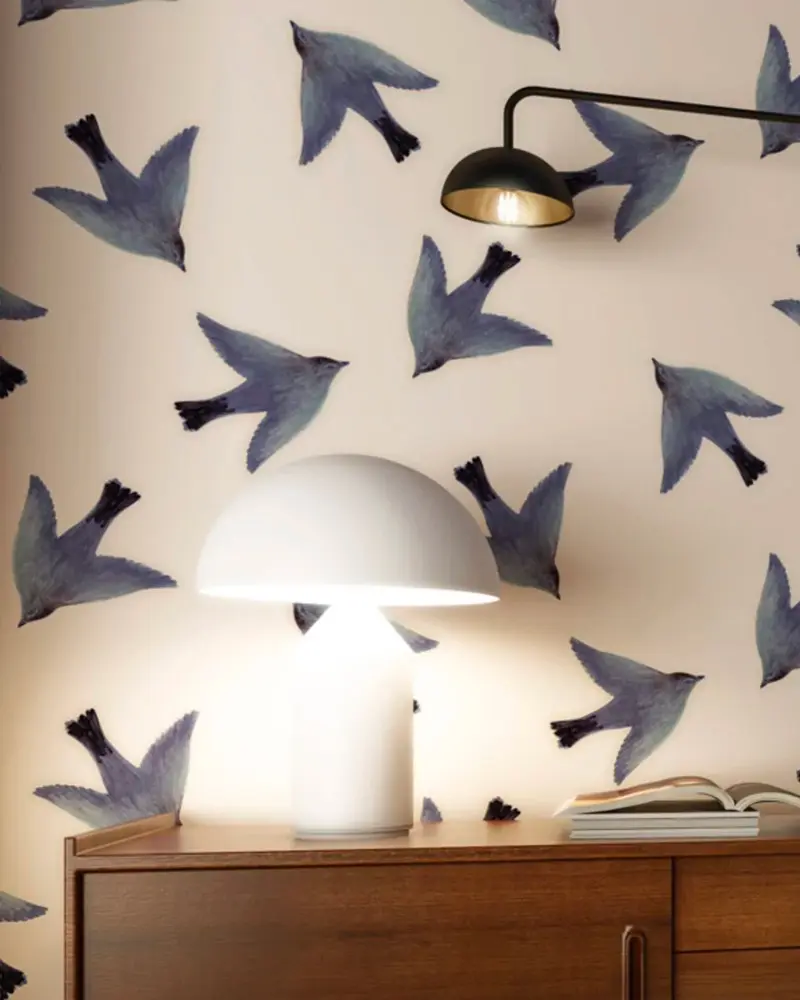 papier peint oiseaux bleus