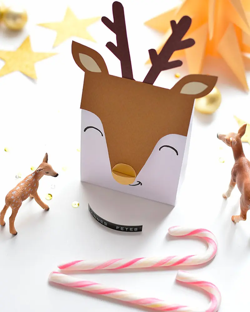 pochette cadeau noel diy a imprimer renne