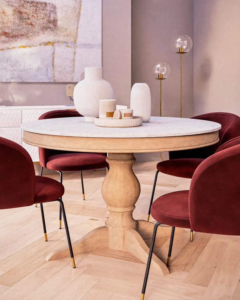 table a manger ronde marbre bois