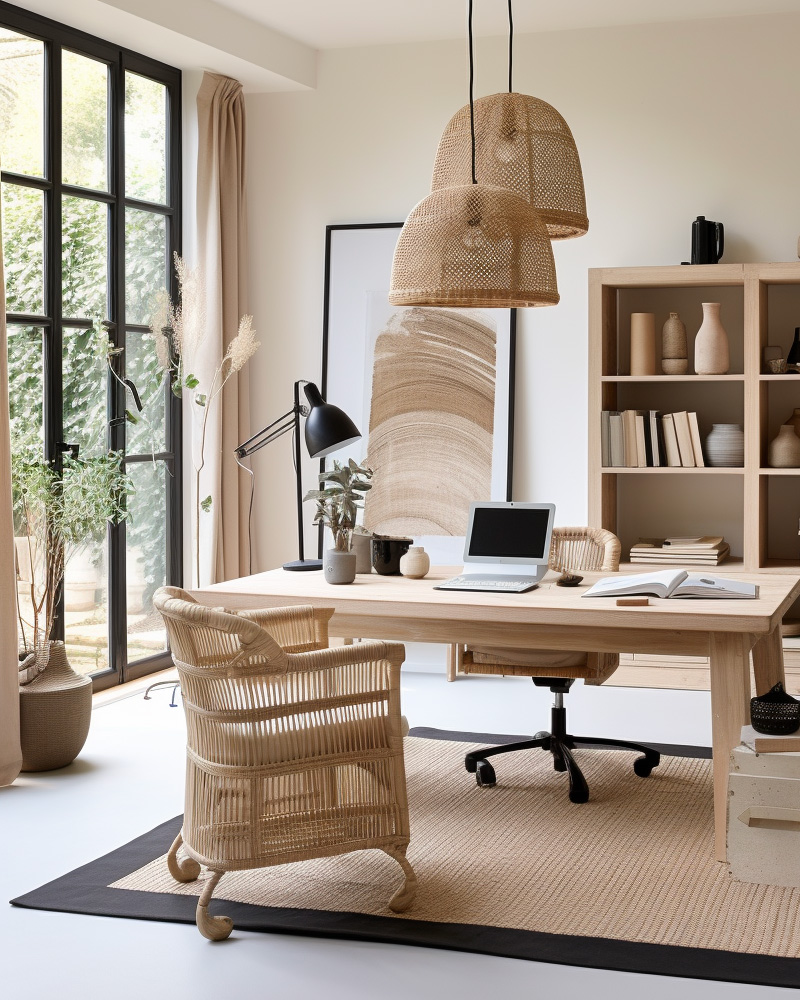 deco bureau ethnique rotin