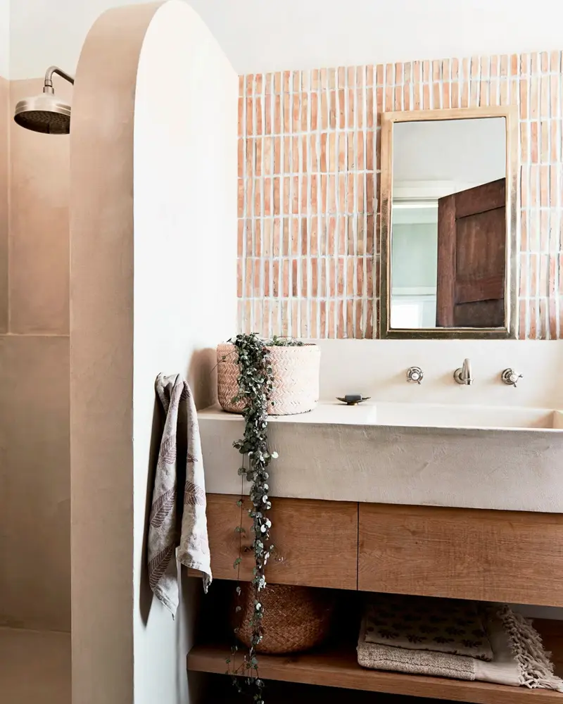 deco salle de bain campagne terracotta