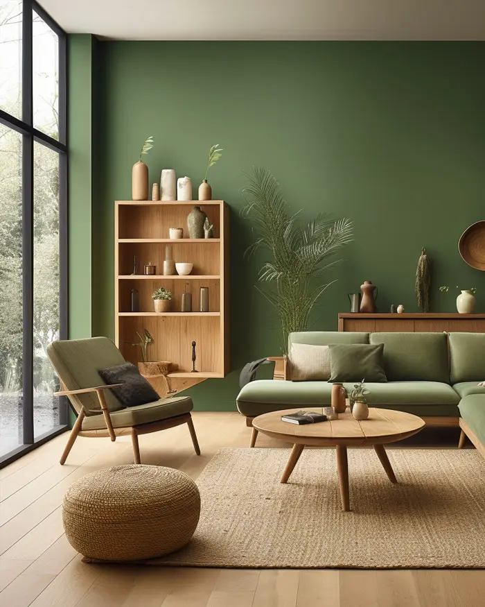 deco salon nature bois vert