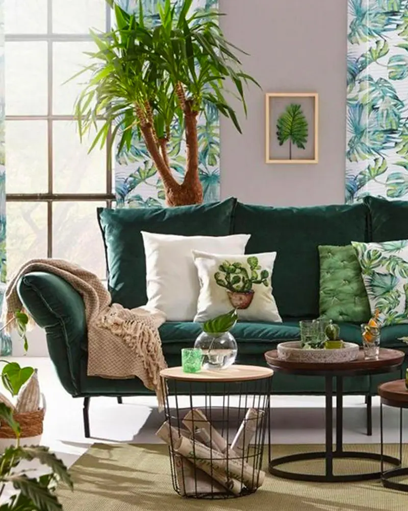 deco salon rideau tropical