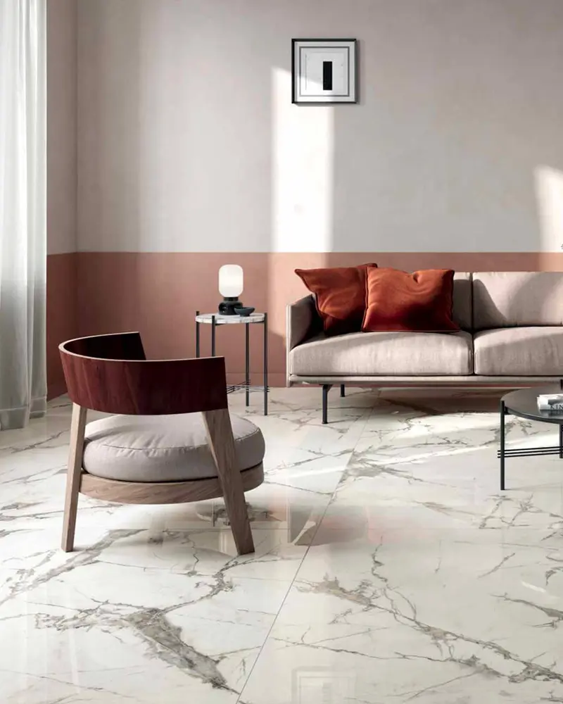 deco salon sol marbre blanc
