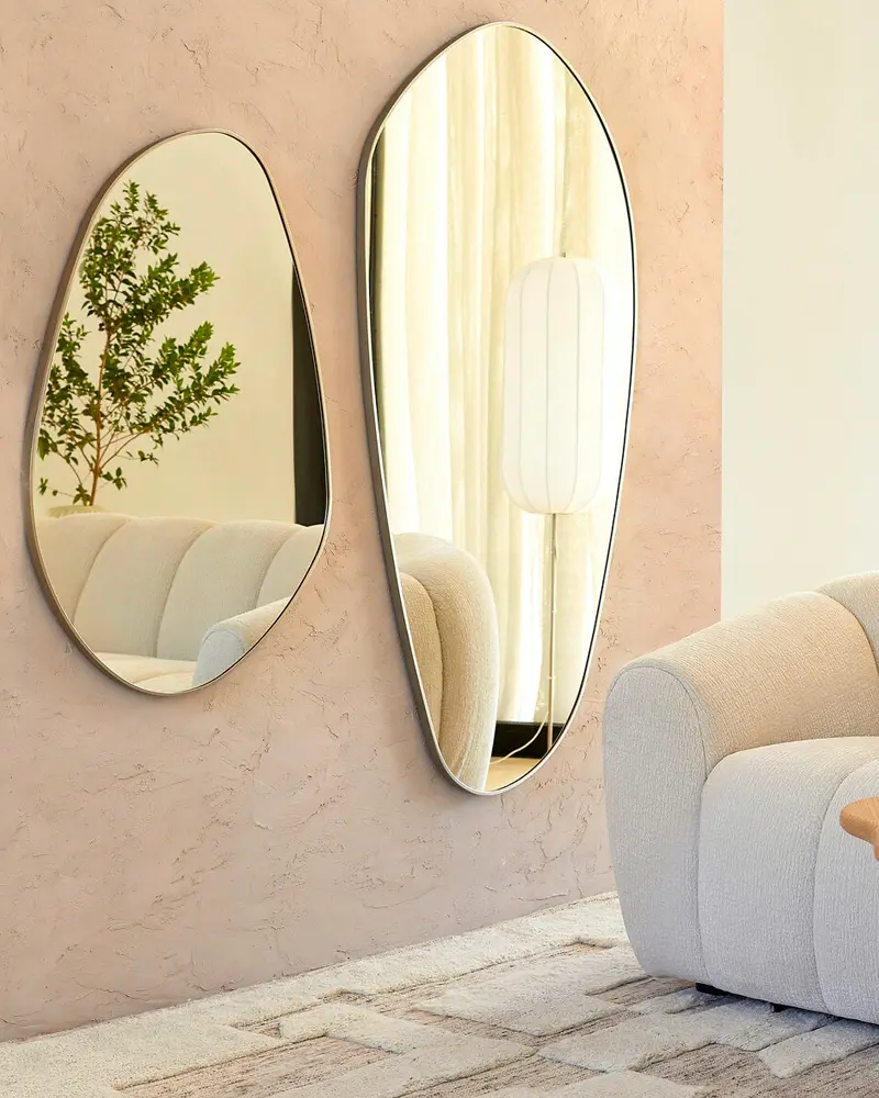 grand miroir nickel forme organique