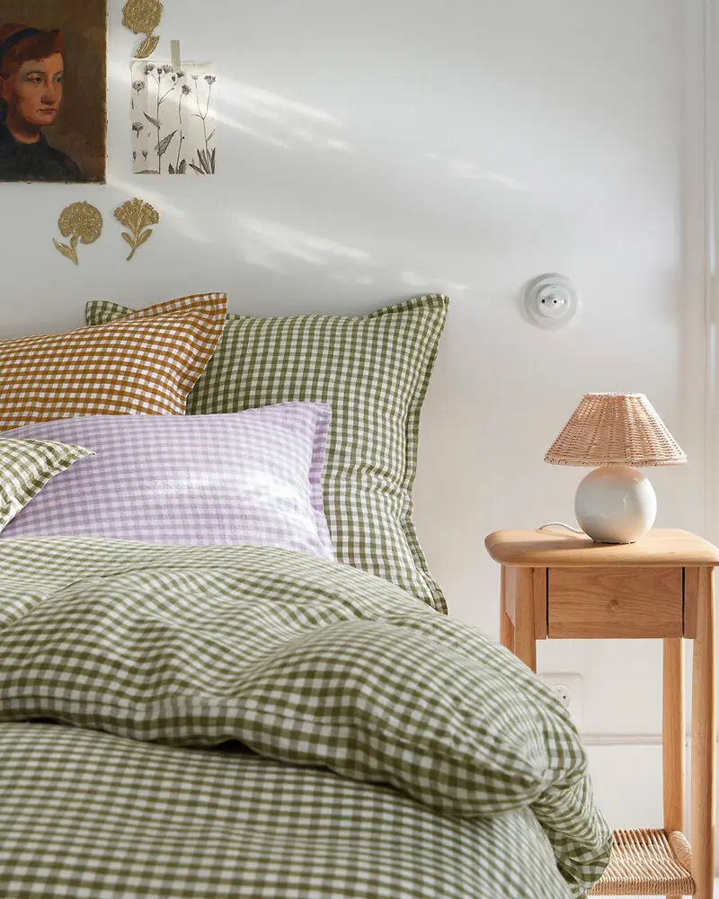 housse de couette vichy vert kaki