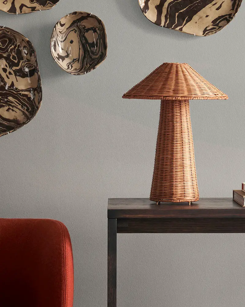 lampe table rotin